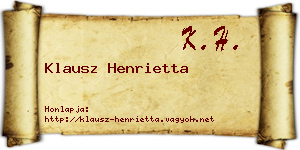 Klausz Henrietta névjegykártya